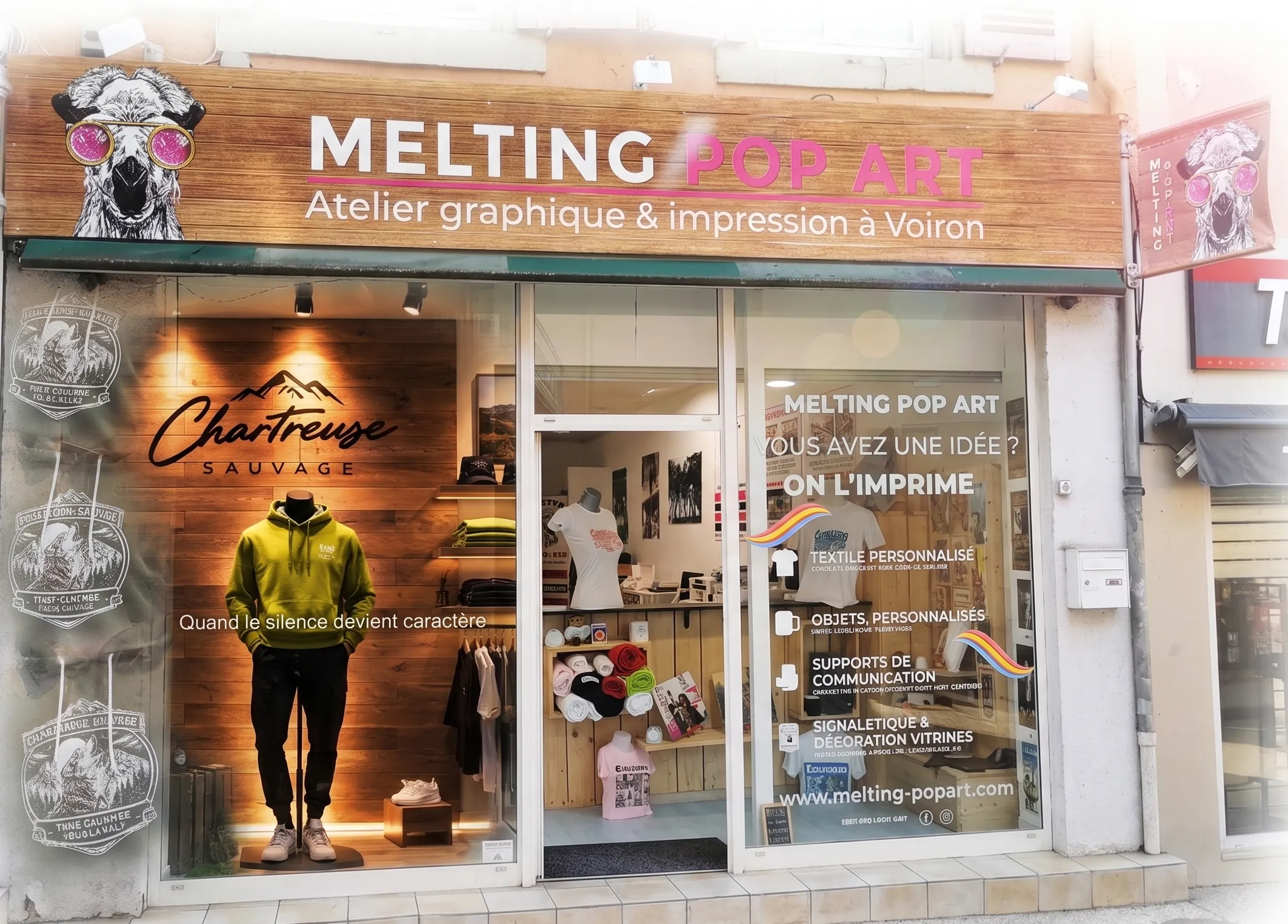Extérieur de la boutique Melting Pop Art à Voiron